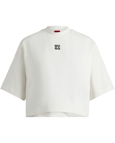 HUGO T-Shirt Cropped Tee_8 (1-tlg) - Weiß