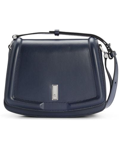 BOSS Leather Saddle Bag With Signature Hardware And Monogram - Blue