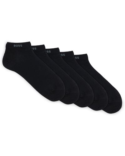 BOSS Fünfer-Pack Sneakers-Socken aus Baumwoll-Mix mit Branding - Schwarz