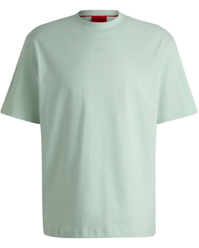 HUGO Relaxed-fit T-shirt Van Katoenjersey Met Logoprint - Groen