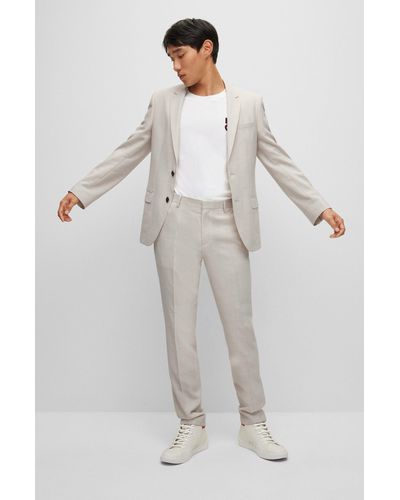 HUGO Costume Slim Fit en tissu stretch performant à micro motif - Blanc