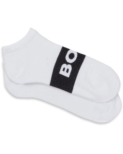 BOSS Two-pack Of Ankle-length Socks In Stretch Fabric - White