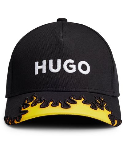 HUGO Cap aus Baumwoll-Twill mit 3D-Flamme und Logo-Stickerei - Schwarz