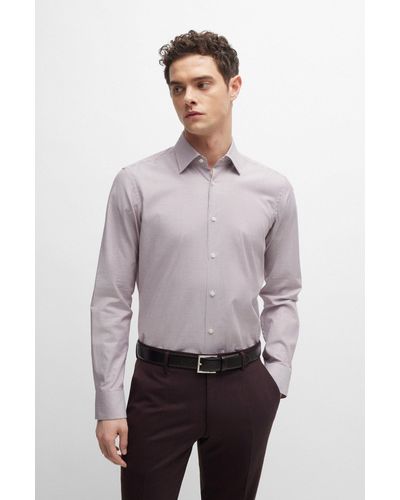 BOSS Regular-fit Shirt In Easy-iron Striped Stretch Cotton - Red