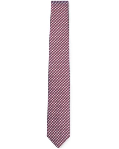 BOSS Silk-blend Tie With Jacquard Pattern - Purple