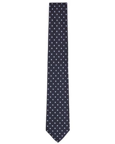 BOSS Silk-jacquard Tie With Micro Pattern - Blue
