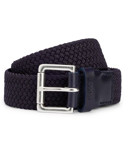 HUGO Cinturón tejido con hebilla corredera cuadrada - Azul