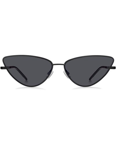 BOSS Cat-Eye-Sonnenbrille aus schwarzem Edelstahl mit Signature-Details