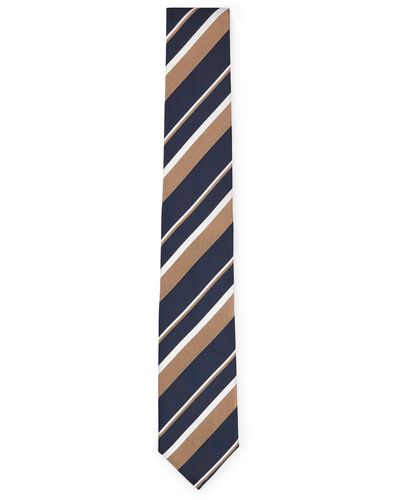 BOSS Silk-jacquard Tie With All-over Diagonal Stripe - Blue