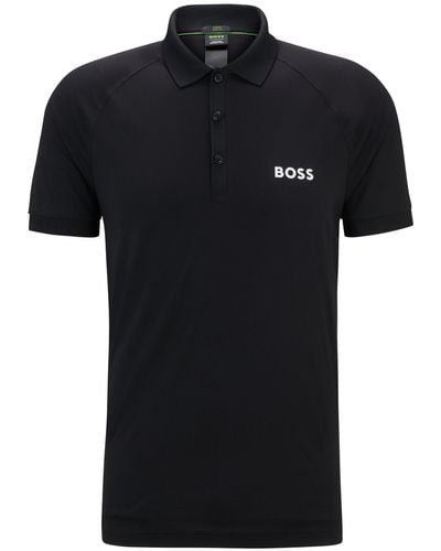 BOSS X Matteo Berrettini Waffle-fabric Polo Shirt - Black