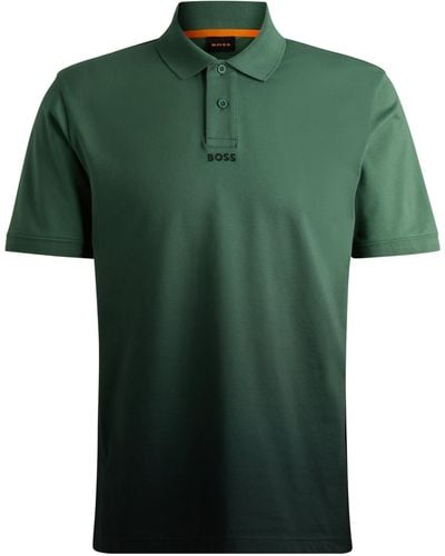 BOSS Poloshirt aus Baumwoll-Piqué mit Dip-Dye-Finish - Grün