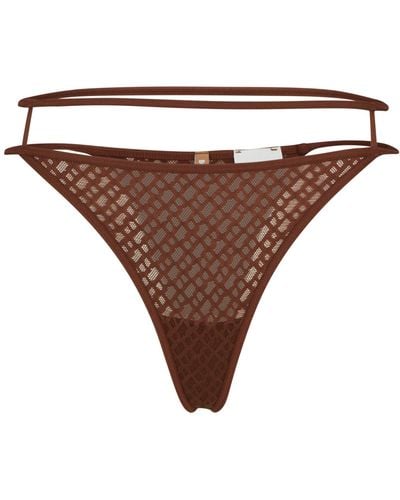 BOSS String Briefs With Monogram Pattern And Cut-out Details - Brown