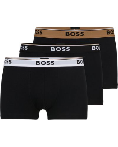 BOSS Set Van Drie Boxershorts Van Stretchkatoen Met Logotailleband - Zwart