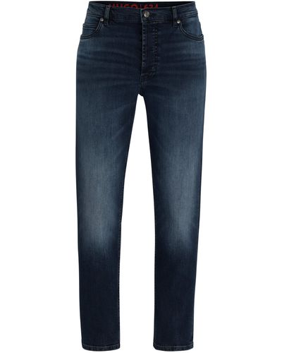 HUGO Blaue Tapered-Fit Jeans aus Stretch-Denim