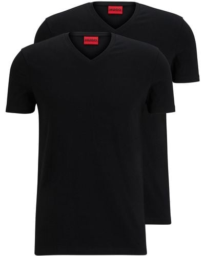 HUGO Zweier-Pack Slim-Fit T-Shirts aus Stretch-Baumwolle - Schwarz