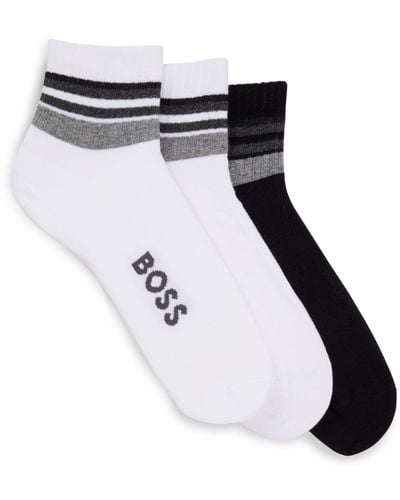 BOSS Three-pack Of Short-length Socks With Plush Soles - Black