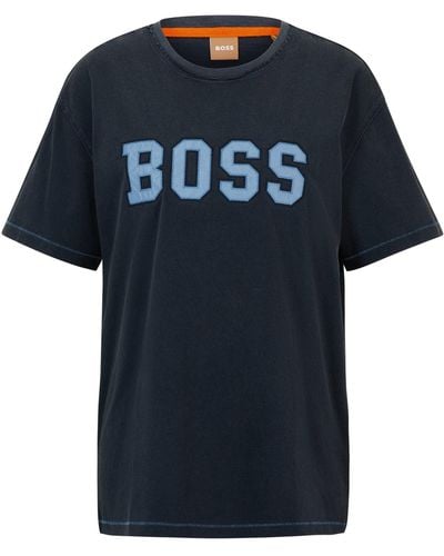 BOSS Relaxed-fit T-shirt In Cotton Jersey With Embroidered Artwork - Black