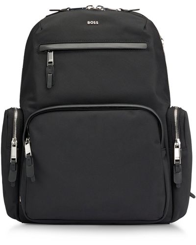 BOSS Structured-material Backpack With Logo And Two-way Zip - Black