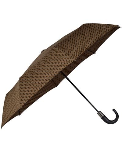 BOSS Camel Monogram-pattern Umbrella With Logo Strap - Brown