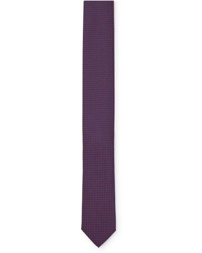 HUGO Silk-jacquard Tie With Square Dot Pattern - Purple