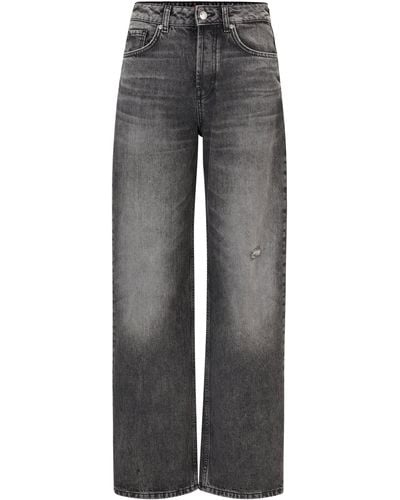 HUGO Relaxed-Fit Jeans aus grauem Used-Denim