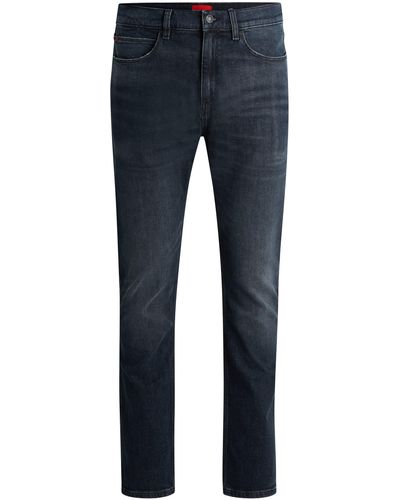 HUGO Slim-fit Jeans In Stretch Denim With Used Effects - Blue