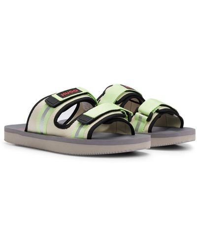 HUGO Logo Sandals With Twin Touch-closure Straps - Black