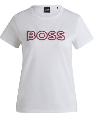 BOSS Mercerized-cotton T-shirt With Logo Detail - White