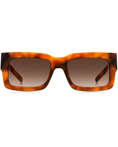 BOSS Sonnenbrille aus Acetat mit Havanna-Muster und Double-B-Monogramm - Braun