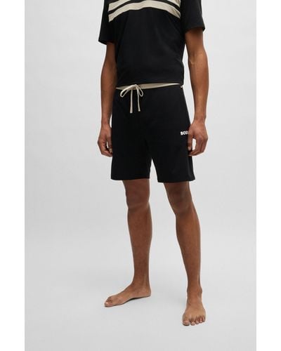 BOSS Cotton-blend Pyjama Shorts With Printed Logo - Black