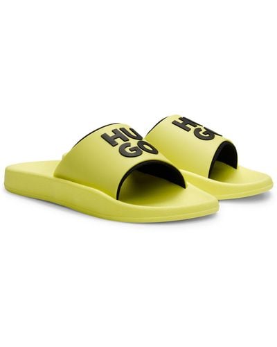 HUGO Slippers Met Logo Op De Wreefband - Geel