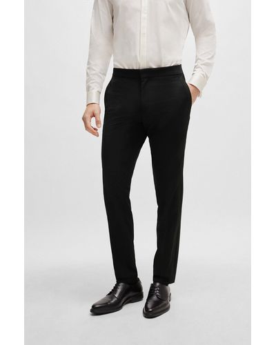 HUGO Pantalon Extra Slim Fit en laine mélangée stretch - Noir