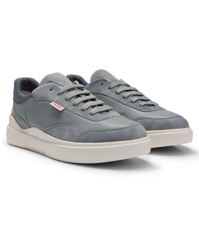 HUGO Cupsole-style Sneakers In Leather And Suede - Grey