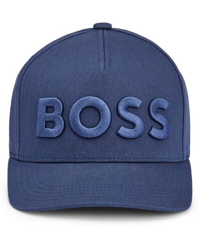 BOSS Cap aus Baumwoll-Twill mit fünf Bahnen und Logo-Stickerei - Blau