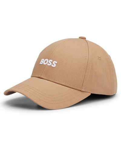BOSS Cotton-twill Six-panel Cap With Embroidered Logo - Natural