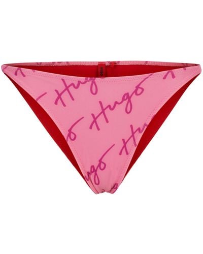HUGO Schnell trocknende Bikinihose mit handgeschriebenen Logos - Pink