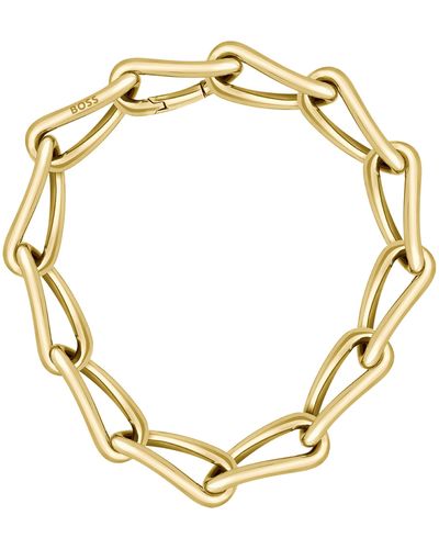 BOSS Halskette in Gelbgold-Optik mit röhrenförmigen Twist-Gliedern - Mettallic