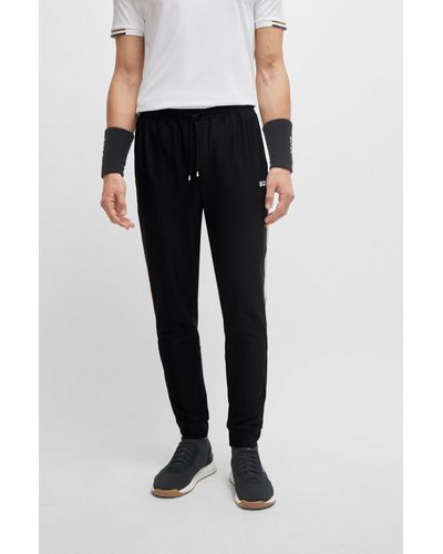 BOSS X Matteo Berrettini Tracksuit Bottoms With Contrast Tape And Branding - Black