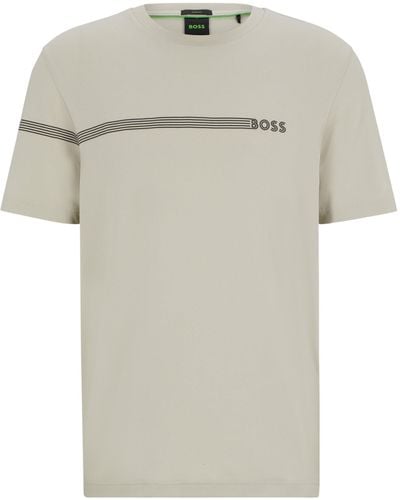 BOSS T-Shirt aus Baumwoll-Mix mit Streifen und Logo - Mehrfarbig