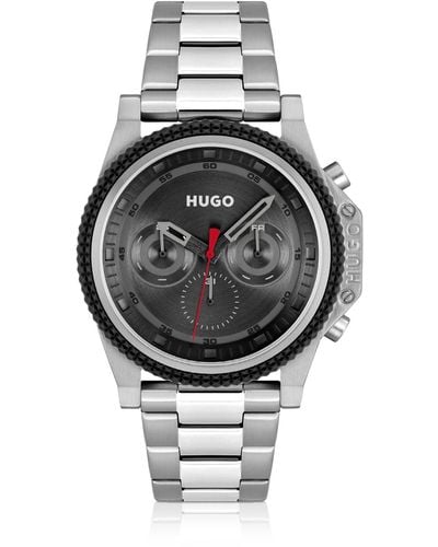 HUGO Link-bracelet Watch With Silicone Bezel And Black Dial