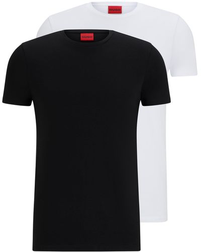 HUGO Set Van Twee Slim-fit T-shirts Van Stretchkatoen - Wit