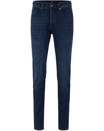 BOSS Tapered-fit Jeans Van Donkerblauw Super-stretchdenim