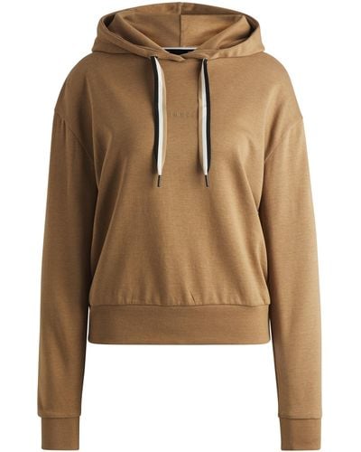 BOSS Logo-print Hoodie With Signature-stripe Cords - Natural