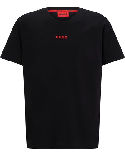 HUGO Bold Contast Logo Crew Neck T-Shirt - Schwarz