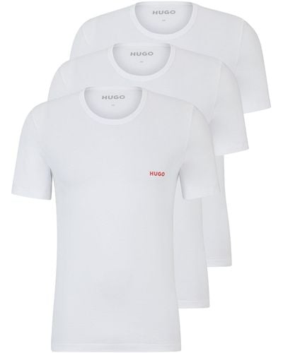 HUGO Three-pack Of Underwear T-shirts In Cotton With Logos - White