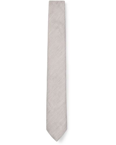BOSS Jacquard-Krawatte aus Baumwolle und Leinen - Weiß