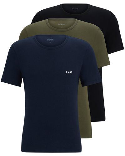 BOSS Lot de trois t-shirts logotés en jersey de coton - Noir