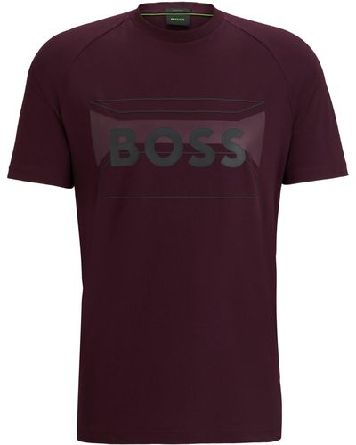 BOSS Regular-fit T-shirt Van Een Katoenmix Met Logo-artwork - Rood