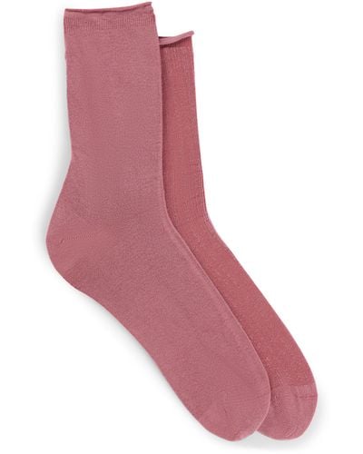 BOSS Two-pack Of Short-length Socks In Stretch Yarns - Pink