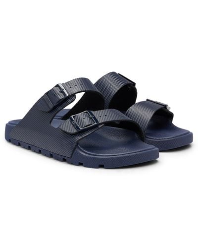 BOSS All-gender Twin-strap Sandals With Structured Uppers - Blue